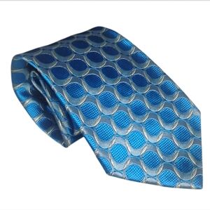 GUCCI | Blue Silk Geometric Woven Tie • Made in Italy